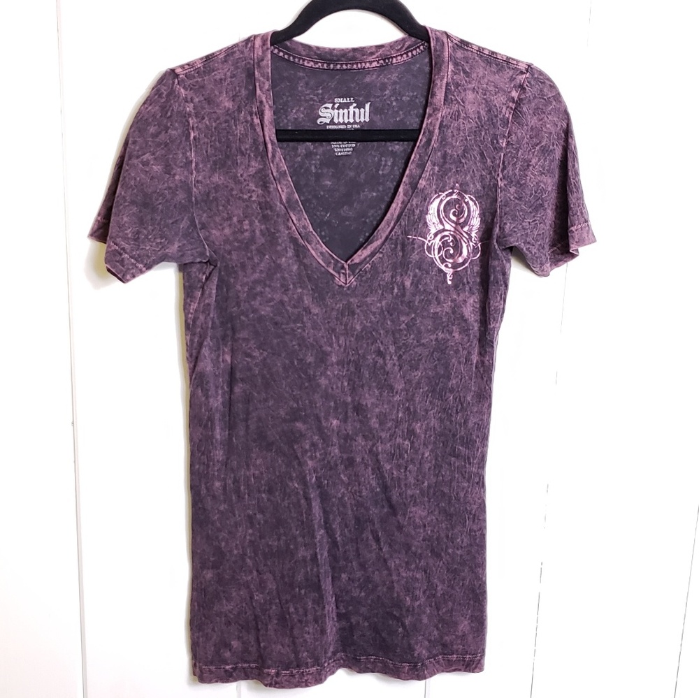 Sinful Crystal Rhinestone Angel Wing Tee